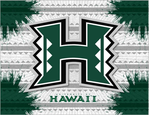 Hawaii Canvas Art w/ Rainbow Warriors Logo Print Image 1