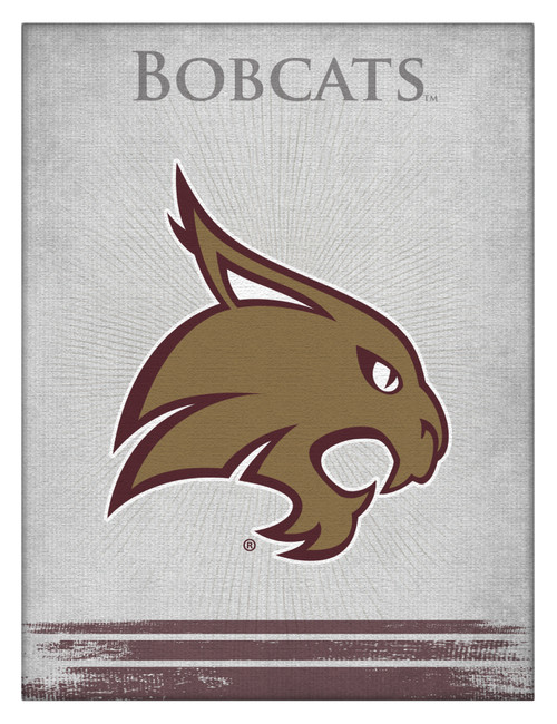 Texas State Canvas Art w/ Bobcats Logo