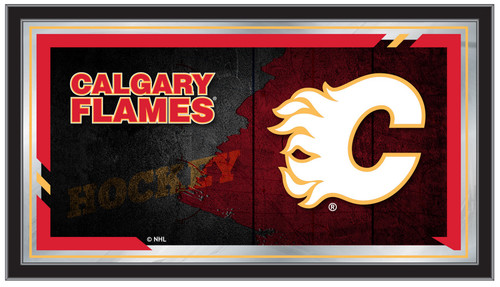 Calgary Flames NHL Collector Mirror - Wood Frame Image 1