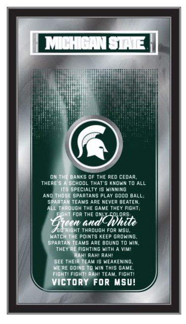 Michigan State Spartans Mirror - Fight Song Wood Frame Image 1