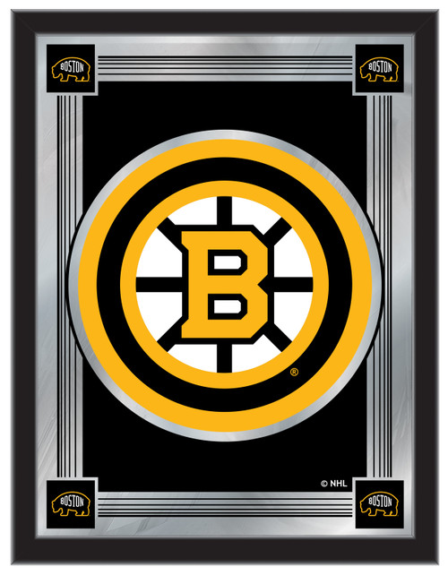 Boston Mirror w/ Bruins Logo - Wood Frame