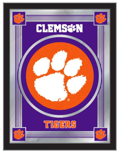 Clemson Mirror w/ Tigers Logo - Wood Frame Image 1