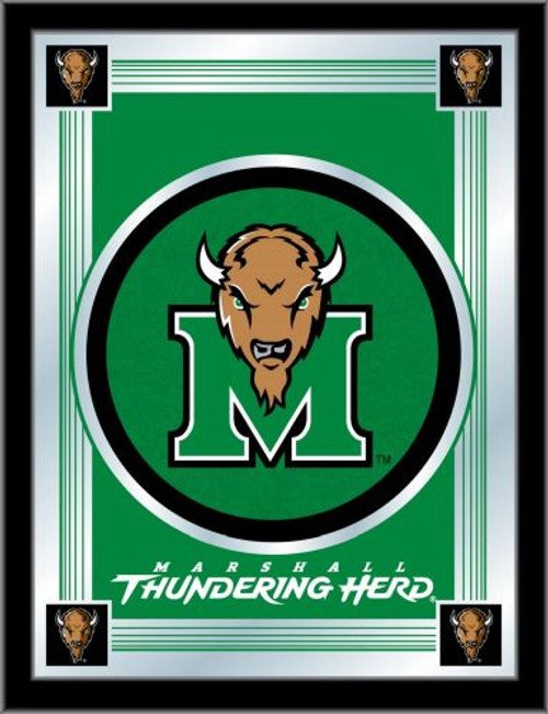 Marshall Mirror w/ Thundering Herd Logo - Wood Frame Image 1