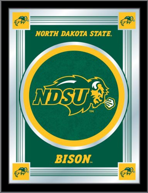 North Dakota State Mirror w/ Bison Logo - Wood Frame Image 1