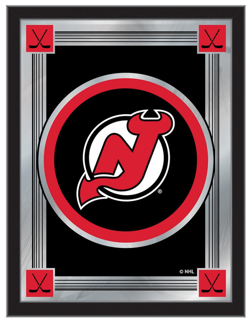 New Jersey Mirror w/ Devils Logo - Wood Frame Image 1