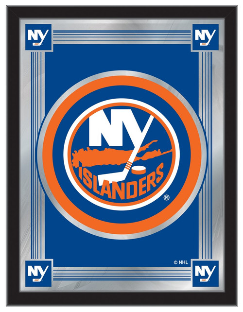 New York Mirror w/ Islanders Logo - Wood Frame Image 1