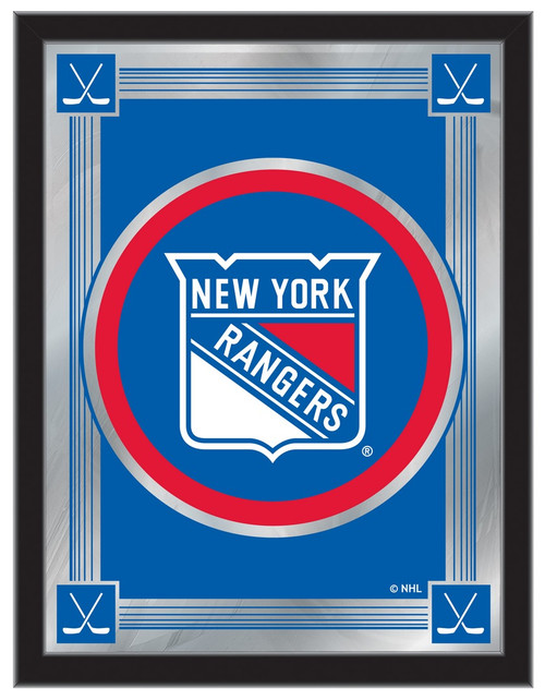 New York Mirror w/ Rangers Logo - Wood Frame Image 1