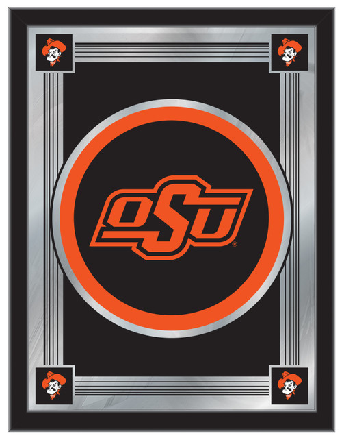 Oklahoma State Mirror w/ Cowboys Logo - Wood Frame Oklahoma State Mirror w/ Cowboys Logo - Wood Frame