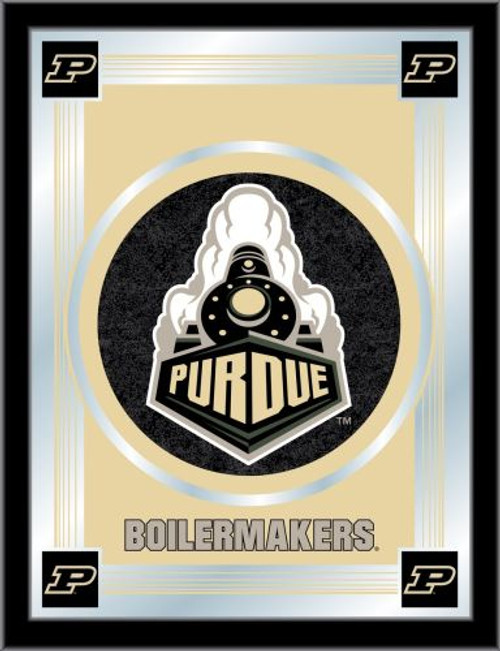 Purdue Mirror w/ Boilermakers Logo - Wood Frame Image 1