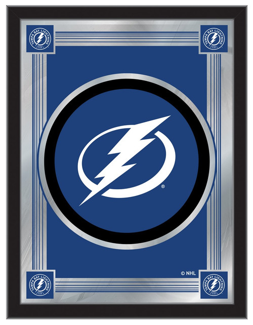 Tampa Bay Mirror w/ Lightning Logo - Wood Frame Image 1