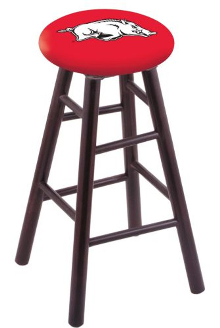 Wood Bar Stool w/ "University of Arkansas" Logo Seat Image 1