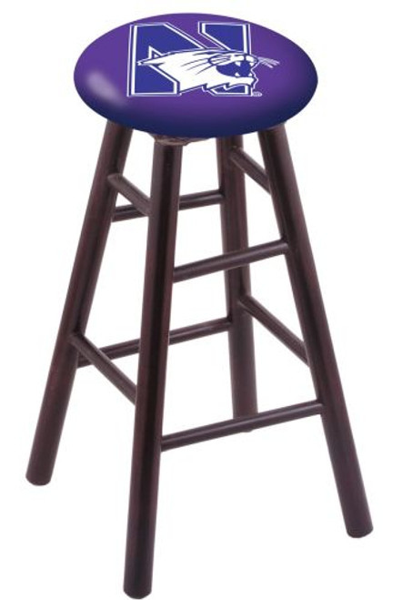 Wood Bar Stool w/ "Northwestern University" Logo Seat Image 1