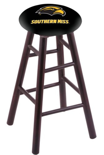 Wood Bar Stool w/ "University of Southern Mississippi" Logo Seat Image 1