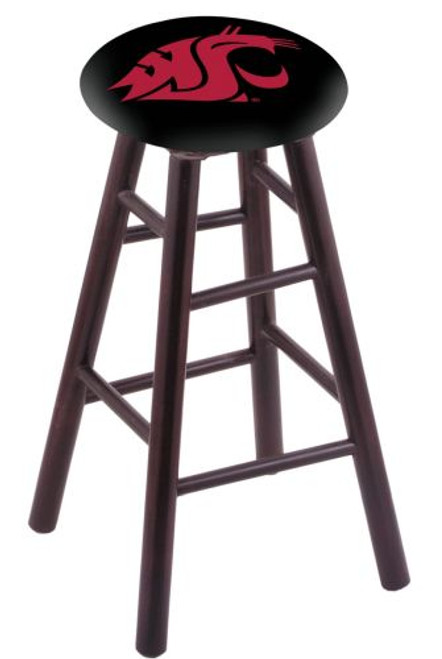 Wood Bar Stool w/ "Washington State University" Logo Seat Image 1