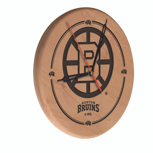 Boston Bruins Solid Wood Engraved Clock