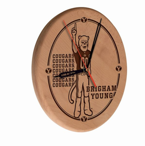 Brigham Young University Solid Wood Engraved Clock Image 1