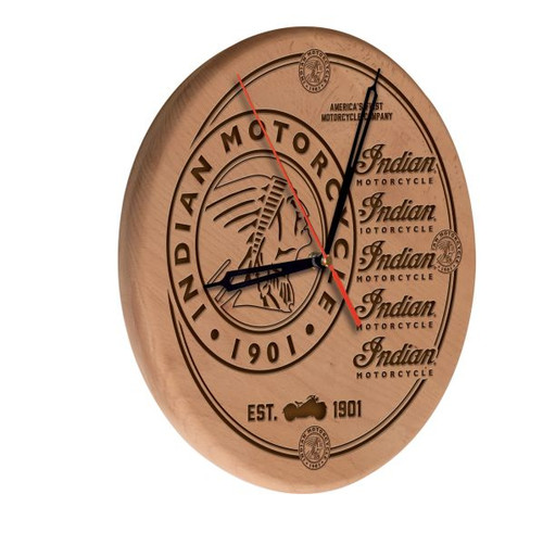 Indian Motorcycle Solid Wood Engraved Clock Image 1