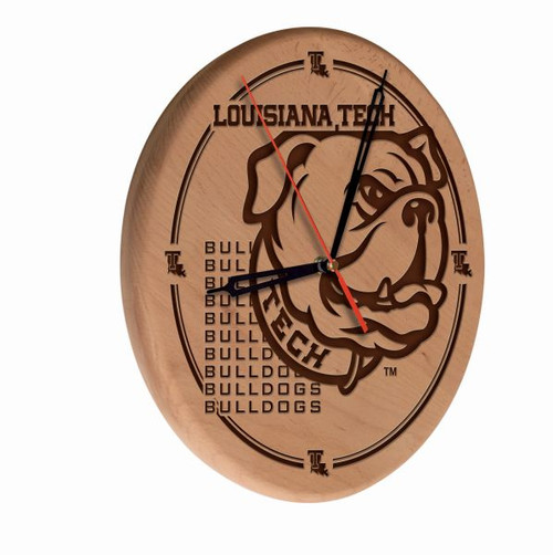 Louisiana Tech University Solid Wood Engraved Clock Image 1