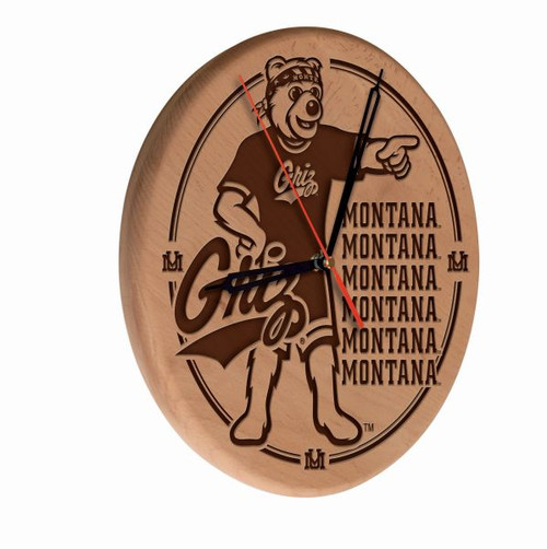 University of Montana Solid Wood Engraved Clock Image 1