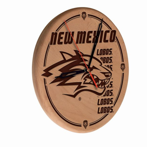 University of New Mexico Solid Wood Engraved Clock Image 1