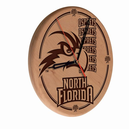 University of North Florida Solid Wood Engraved Clock Image 1