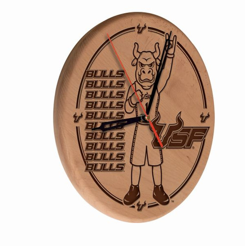 University of South Florida Solid Wood Engraved Clock Image 1