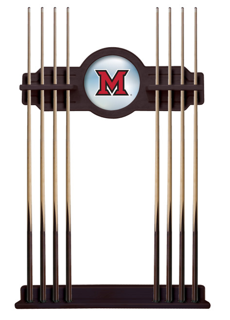 Miami University (OH) Cue Rack w/ Officially Licensed Team Logo (English Tudor) Image 1