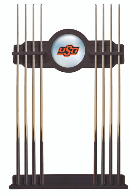 Oklahoma State University Cue Rack w/ Officially Licensed Team Logo (English Tudor)