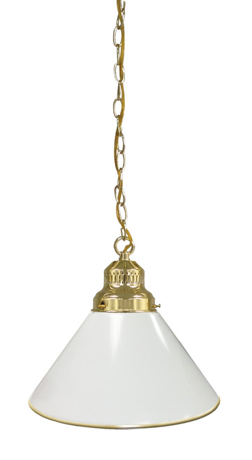 Plain White Billiard Light w/ White Color - Pendant (Brass) Image 1