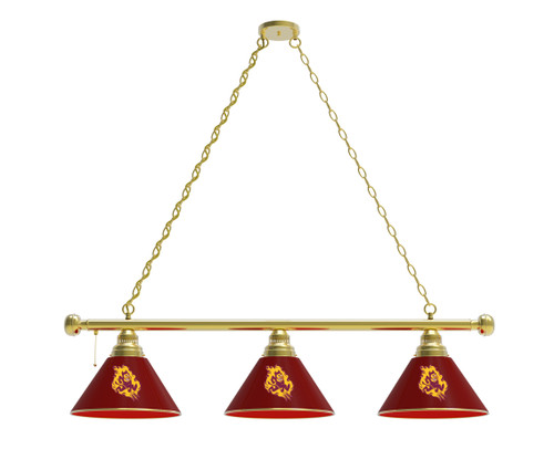 Arizona State Billiard Light w/ Sun Devils Logo - 3 Shade (Brass) Image 1