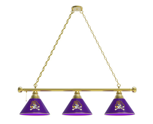 East Carolina Billiard Light w/ Pirates Logo - 3 Shade (Brass) Image 1