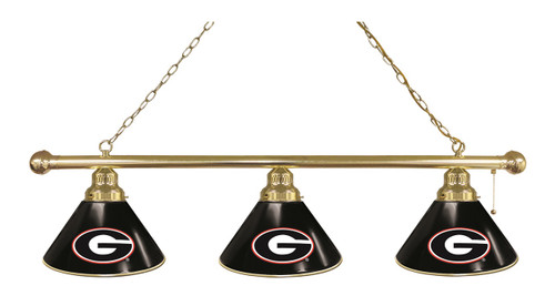 Georgia Billiard Light w/ Bulldogs 'G' Logo - 3 Shade (Brass) Image 1