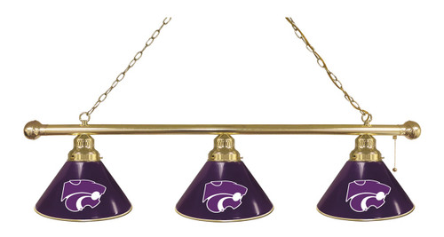 Kansas State Billiard Light w/ Wildcats Logo - 3 Shade (Brass) Image 1