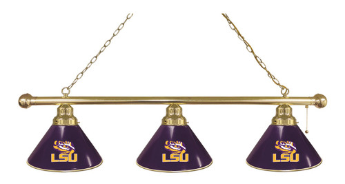 LSU Billiard Light w/ Tigers Logo - 3 Shade (Brass) Image 1