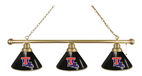 Louisiana Tech Billiard Light w/ Bulldogs Logo - 3 Shade (Brass) Image 1