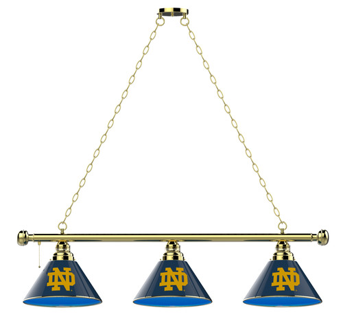 Notre Dame Billiard Light w/ Irish 'ND' Logo - 3 Shade (Brass) Image 1