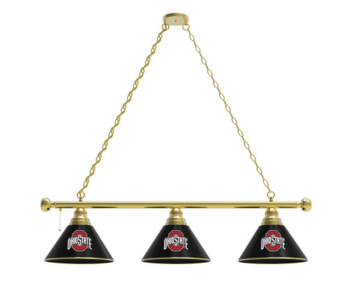 Ohio State Billiard Light w/ Buckeyes Logo - 3 Shade (Brass) Image 1