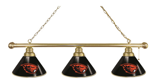 Oregon State Billiard Light w/ Beavers Logo - 3 Shade (Brass) Image 1