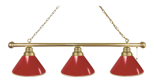 Plain Red Billiard Light w/ Red Color - 3 Shade (Brass) Image 1
