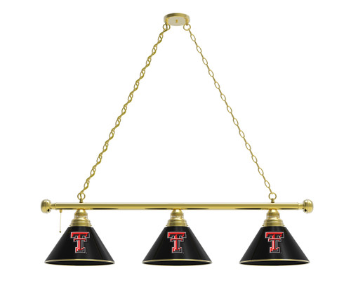 Texas Tech Billiard Light w/ Red Raiders Logo - 3 Shade (Brass)