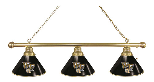 Wake Forest Billiard Light w/ Demon Deacons Logo - 3 Shade (Brass) Image 1