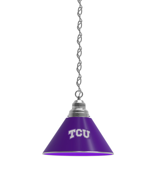 Texas Christian Billiard Light w/ Horned Frogs Logo - Pendant (Chrome) Image 1