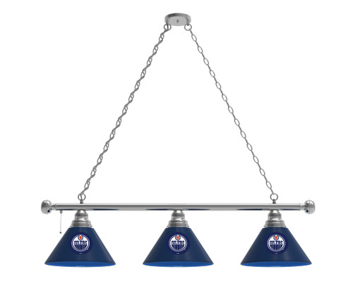 Edmonton Billiard Light w/ Oilers Logo - 3 Shade (Chrome) Image 1