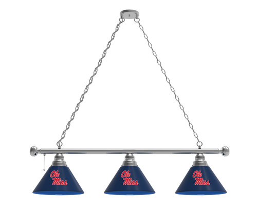 Ole Miss Billiard Light w/ Rebels Logo - 3 Shade (Chrome) Ole Miss Billiard Light w/ Rebels Logo - 3 Shade (Chrome)