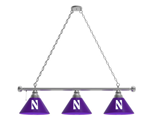 Northwestern Billiard Light w/ Wildcats Logo - 3 Shade (Chrome) Northwestern Billiard Light w/ Wildcats Logo - 3 Shade (Chrome)