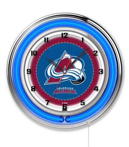 19" Colorado Avalanche Clock w/ Double Neon Ring Image 1