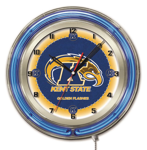 19" Kent State University Clock w/ Double Neon Ring Image 1