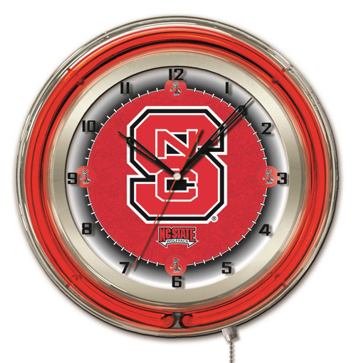 19" North Carolina State Clock w/ Double Neon Ring Image 1