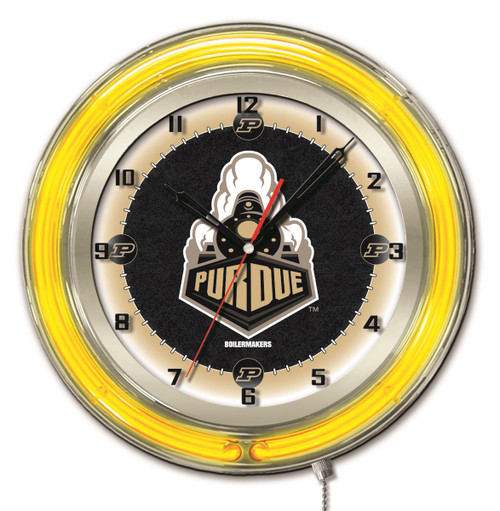 19" Purdue University Clock w/ Double Neon Ring Image 1