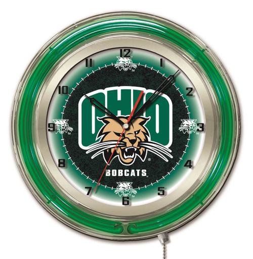 19" Ohio University Clock w/ Double Neon Ring Image 1